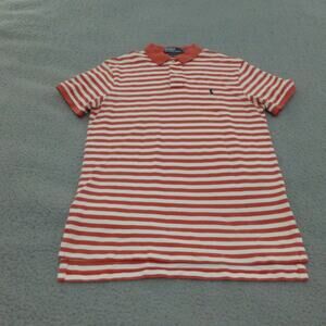 Polo Ralph Lauren Shirt Mens Medium Striped Pony Pink Custom Logo